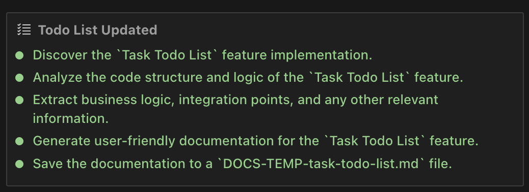 Interactive todo list tool block in chat